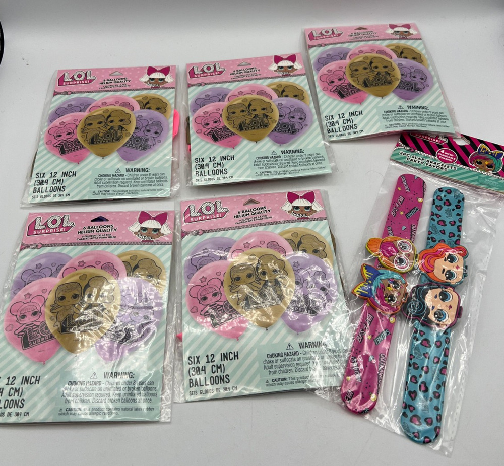 LOL Surprise Party Supplies Lot 30 Balloons & 2 Slap Bracelets Birthday Favors